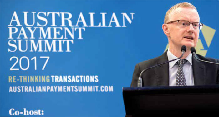 (Top) Head of Payments Policy Department Tony Richards speaking at the 2017 Australian Payment Summit, Sydney, December 2017; (above) Governor Philip Lowe addressing the Australian Payment Summit, Sydney, December 2017