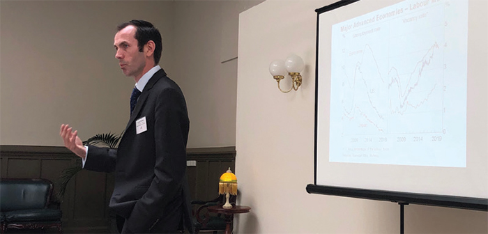 Senior Representative, Victorian State Office, Gordon Flannigan, presenting an economic update to liaison contacts in Hobart, November 2019