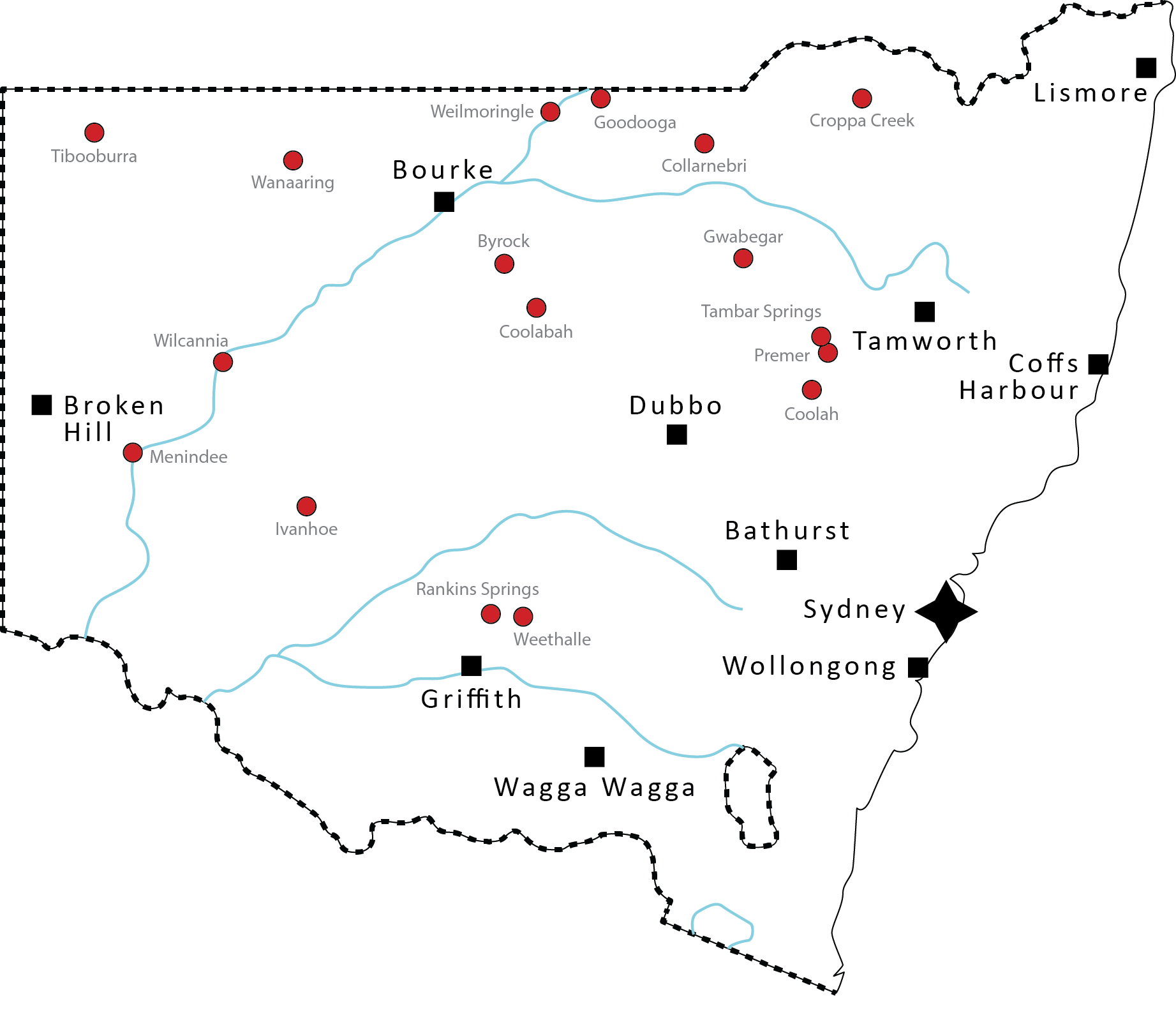 Figure 3: NSW Bank@Post Outlets Further than 50 Kilometres from Nearest ADI Branch